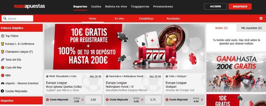 Apuesta en deportes y gana diez euros gratis al registrarte ahora